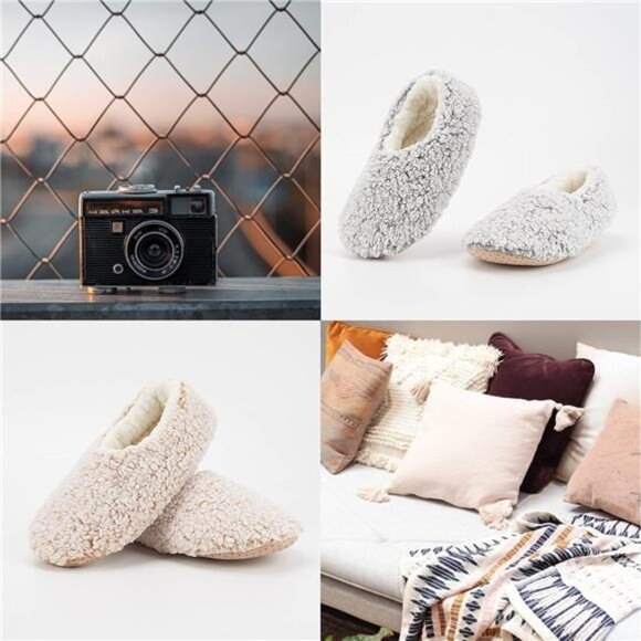 2-Pair Women's Soft Sole Slipper Socks with Grippers, Thick Warm Cozy Sherpa - Picture 6 of 7